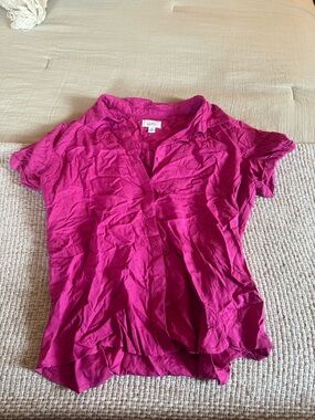 Croft & Barrow Short Sleeve Button-Up Shirt in Fuchsia Pink